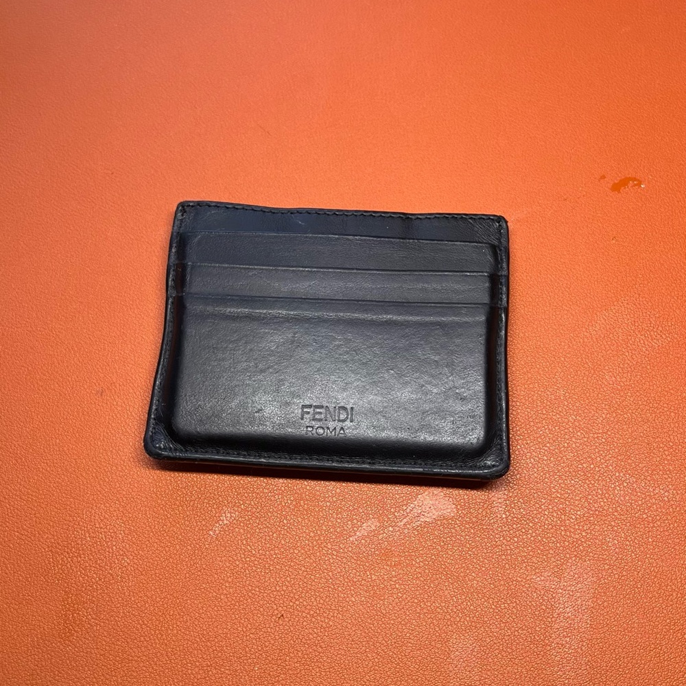 AUTHENTIC Fendi Monster Eyes Card Holder Black Leather - Picture 2 of 4